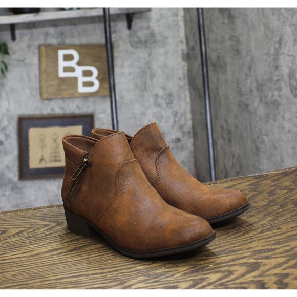 Sun + Stone Womens Adelinee Double Zip Ankle Booties Brown 5M - Picture 1 of 11